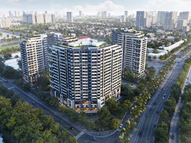 Tổng thể khối cao tầng và quảng trường nhìn từ trên cao — Khu Đô Thị Vân Trung Bắc Ninh, Bắc Ninh, Việt Nam