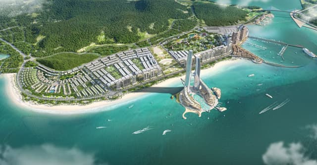 Tổng thể khu đô thị ven biển nhìn từ trên cao — Sun Elite City Hạ Long, Quảng Ninh, Việt Nam